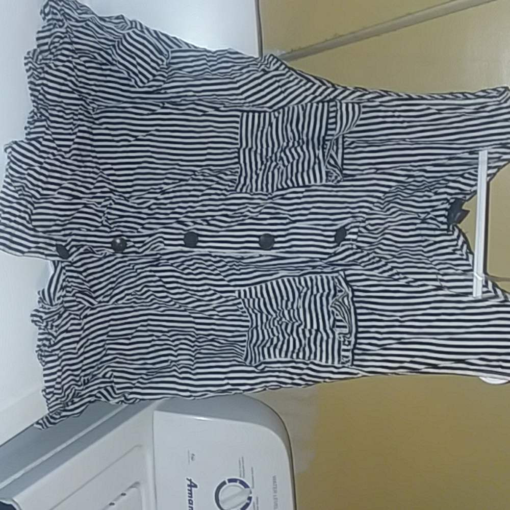 Striped button down sleeveless shirt